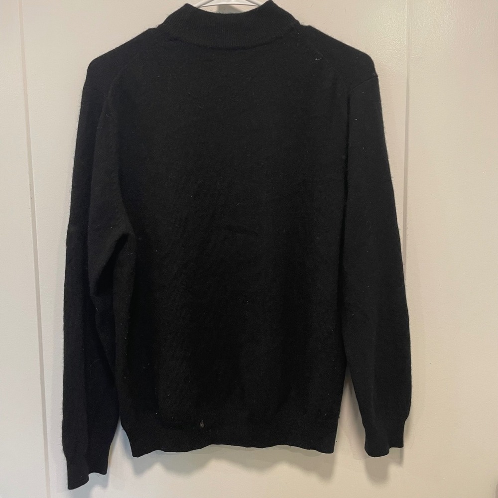 Glen Lyon 100% Cashmere Sweater Womens Petite M Black Mock Neck Pullover - Picture 4 of 7